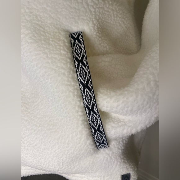 Free Country Ivory Fleece Sherpa Jacket, Zip Up with Patterned Trim Size S NWT - Picture 6 of 10